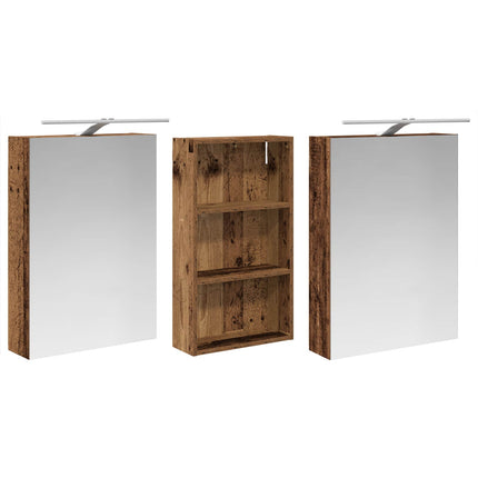 Badrumsskåpsset 3 pcs 140 x 14,5 x 70 cm Konstruerat trä
