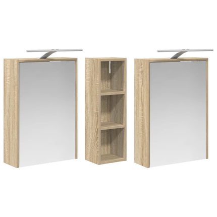 Badrumsskåpsset för 3 pcs 106 x 16 x 62,5 cm Konstruerat trä