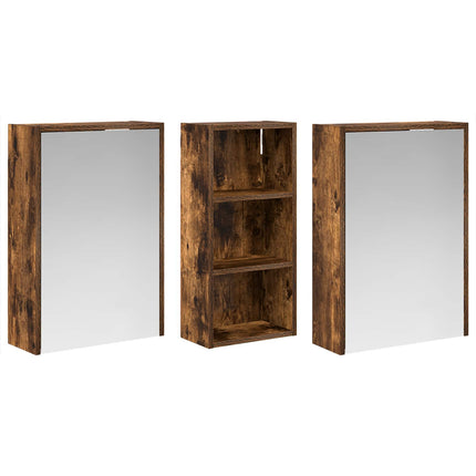 Badrumsskåpsset för 3 pcs 116 x 16 x 62,5 cm Konstruerat trä