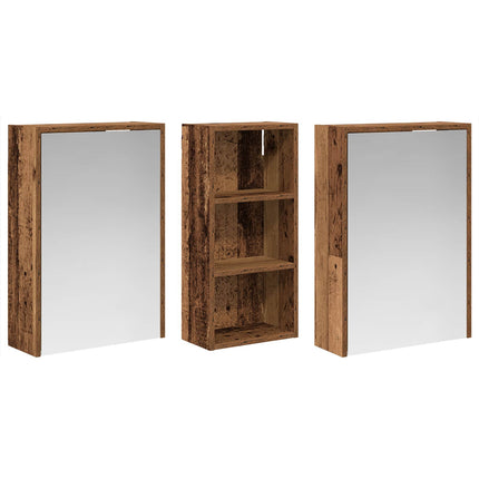 Badrumsskåpsset för 3 pcs 116 x 16 x 62,5 cm Konstruerat trä