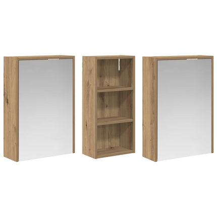 Badrumsskåpsset för 3 pcs 116 x 16 x 62,5 cm Konstruerat trä