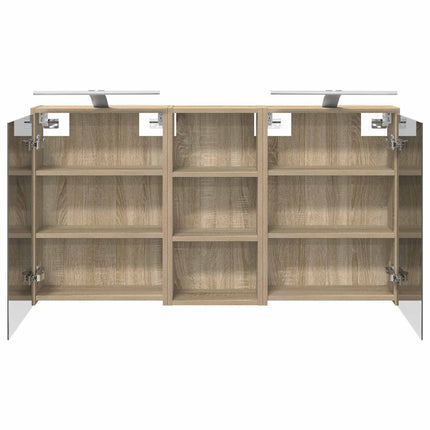 Badrumsskåpsset för 3 pcs 116 x 16 x 62,5 cm Konstruerat trä