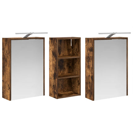 Badrumsskåpsset för 3 pcs 116 x 16 x 62,5 cm Konstruerat trä