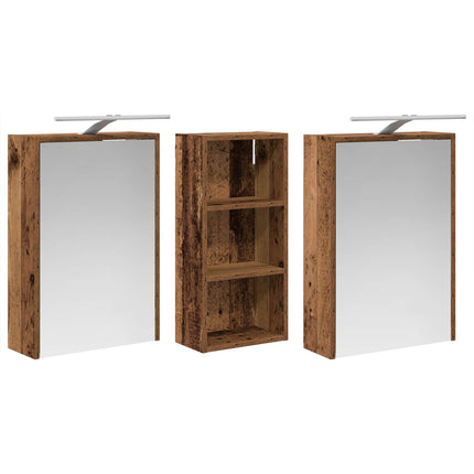 Badrumsskåpsset för 3 pcs 116 x 16 x 62,5 cm Konstruerat trä