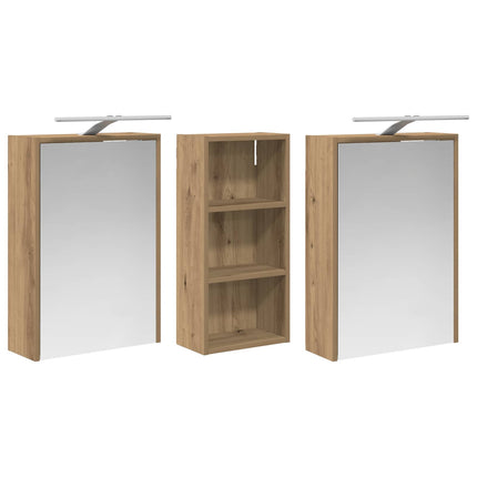 Badrumsskåpsset för 3 pcs 116 x 16 x 62,5 cm Konstruerat trä