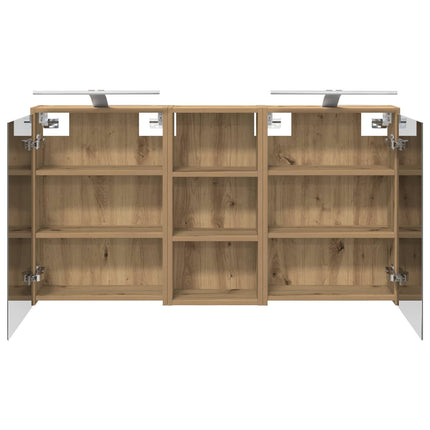 Badrumsskåpsset för 3 pcs 116 x 16 x 62,5 cm Konstruerat trä