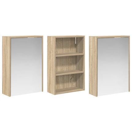 Badrumsskåpsset 3 pcs 126 x 16 x 62.5 cm Konstruerat trä