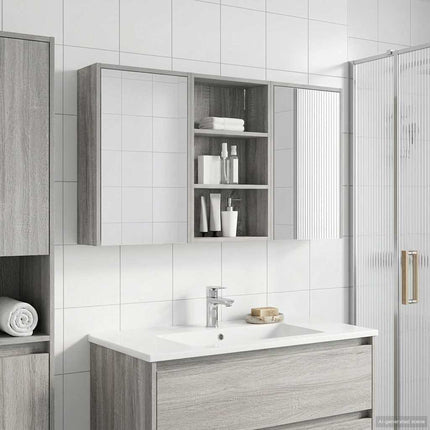 Badrumsskåpsset 3 pcs 126 x 16 x 62.5 cm Konstruerat trä