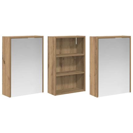 Badrumsskåpsset 3 pcs 126 x 16 x 62.5 cm Konstruerat trä