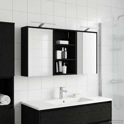 Badrumsskåpsset 3 pcs 126 x 16 x 62.5 cm Konstruerat trä