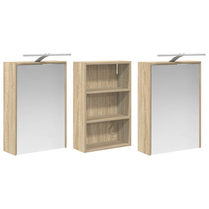 Badrumsskåpsset 3 pcs 126 x 16 x 62.5 cm Konstruerat trä