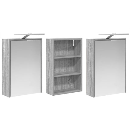 Badrumsskåpsset 3 pcs 126 x 16 x 62.5 cm Konstruerat trä