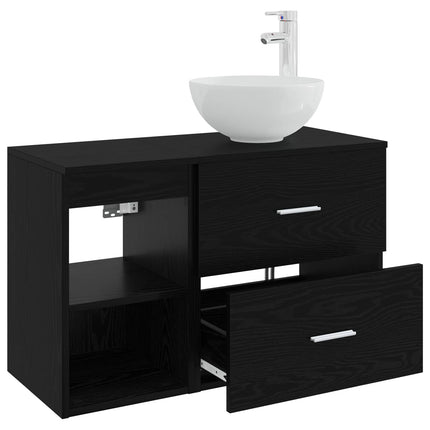 Badrumsmöbelset 2 pcs Svart ek Konstruerat trä