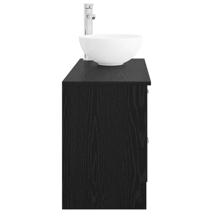 Badrumsmöbelset 2 pcs Svart ek Konstruerat trä