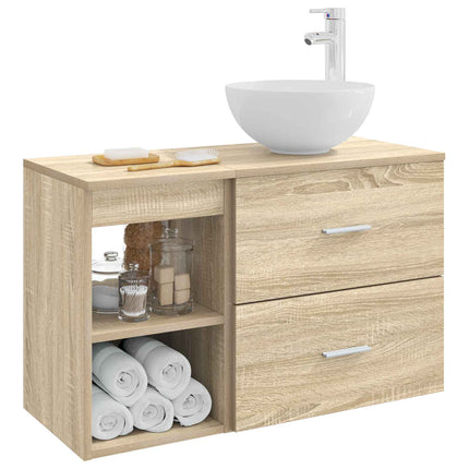 Badrumsmöbelset 2 pcs Sonoma-ek Konstruerat trä