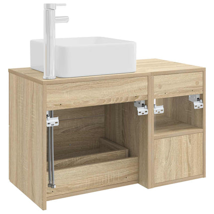 Badrumsmöbelset 2 pcs Sonoma-ek Konstruerat trä