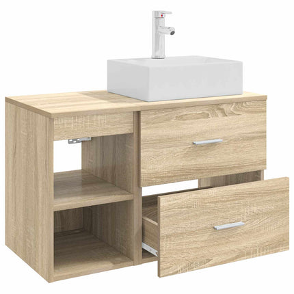 Badrumsmöbelset 2 pcs Sonoma-ek Konstruerat trä
