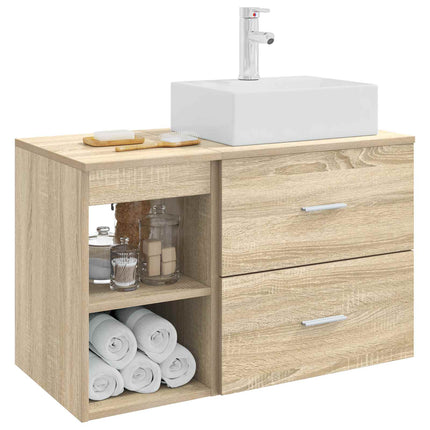 Badrumsmöbelset 2 pcs Sonoma-ek Konstruerat trä
