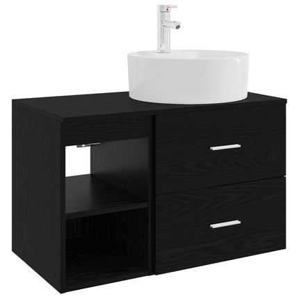 Badrumsmöbelset 2 pcs Svart ek Konstruerat trä