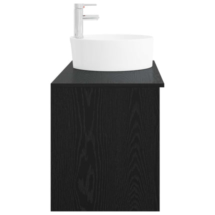 Badrumsmöbelset 2 pcs Svart ek Konstruerat trä