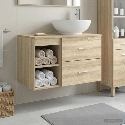 Badrumsmöbelset 2 pcs Sonoma-ek Konstruerat trä