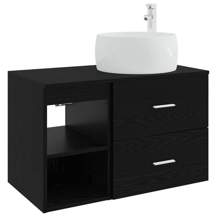 Badrumsmöbelset 2 pcs Svart ek Konstruerat trä