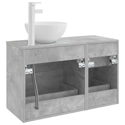 Badrumsmöbelset 2 pcs Betonggrå Konstruerat trä