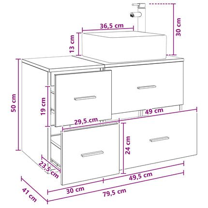 Badrumsmöbelset 2 pcs Sonoma-ek Konstruerat trä