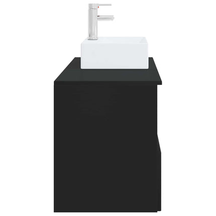 Badrumsmöbelset 2 st Svart Konstruerat trä