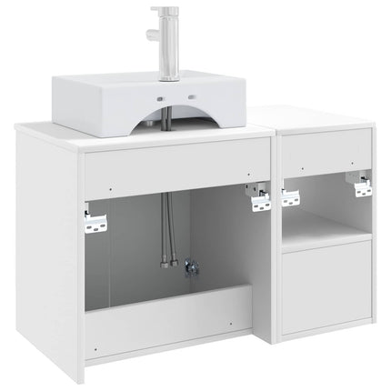 Badrumsmöbelset 2 st Vit högglans Konstruerat trä