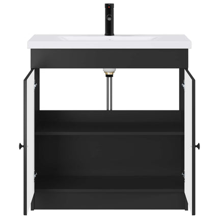 Badrumsmöbelset Svart 56 x 37,5 x 81 cm Konstruerat trä
