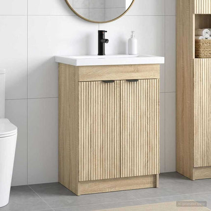 Badrumsmöbelset Sonoma-ek 56 x 37,5 x 81 cm Konstruerat trä