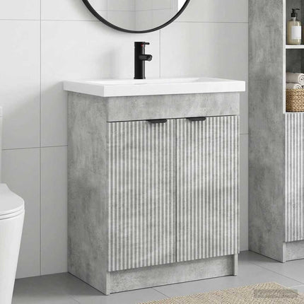 Badrumsmöbelset Betonggrå 56 x 37,5 x 81 cm Konstruerat trä
