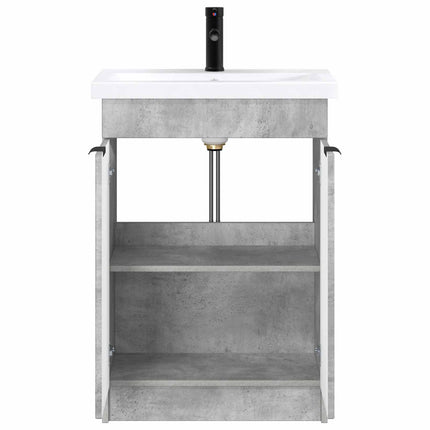 Badrumsmöbelset Betonggrå 56 x 37,5 x 81 cm Konstruerat trä