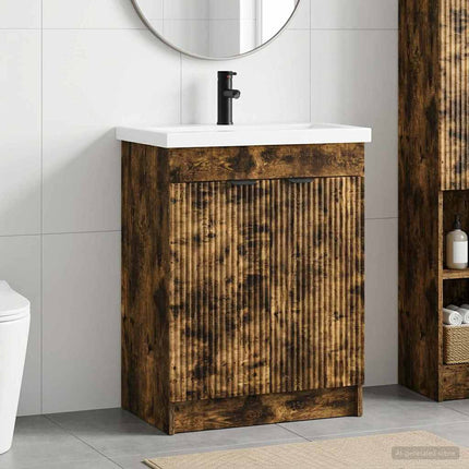 Badrumsmöbelset Rökt ek 56 x 37,5 x 81 cm Konstruerat trä