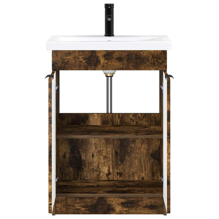 Badrumsmöbelset Rökt ek 56 x 37,5 x 81 cm Konstruerat trä