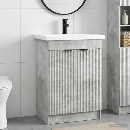 Badrumsmöbelset Betonggrå 78,5 x 37,5 x 81 cm Konstruerat trä