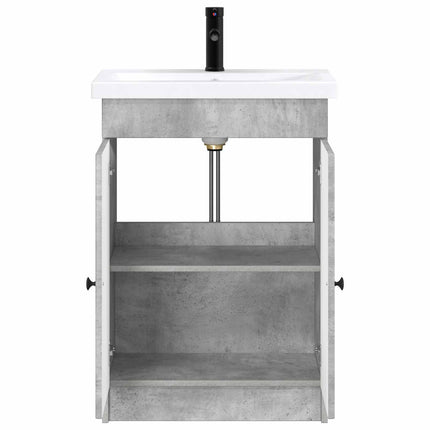 Badrumsmöbelset Betonggrå 56 x 37,5 x 81 cm Konstruerat trä