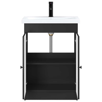 Badrumsmöbelset Svart 78,5 x 37,5 x 81 cm Konstruerat trä