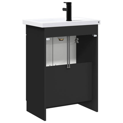 Badrumsmöbelset Svart 78,5 x 37,5 x 81 cm Konstruerat trä