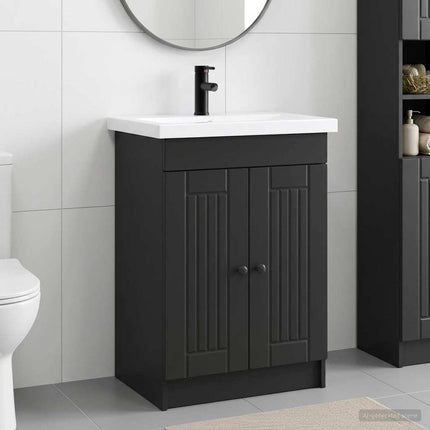 Badrumsmöbelset Svart 56 x 37,5 x 81 cm Konstruerat trä