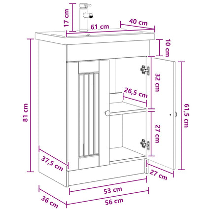 Badrumsmöbelset Sonoma-ek 56 x 37,5 x 81 cm Konstruerat trä