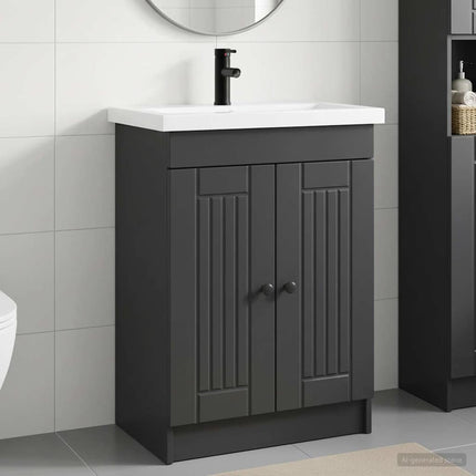 Badrumsmöbelset Svart 78,5 x 37,5 x 81 cm Konstruerat trä