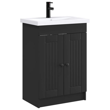 Badrumsmöbelset Svart 78,5 x 37,5 x 81 cm Konstruerat trä