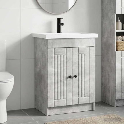 Badrumsmöbelset Betonggrå 78,5 x 37,5 x 81 cm Konstruerat trä