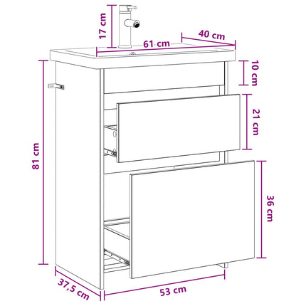 Badrumsmöbelset Vit 61 x 40 x 84,5 cm Konstruerat trä