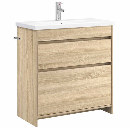 Badrumsmöbelset Sonoma-ek 81 x 40 x 84,5 cm Konstruerat trä