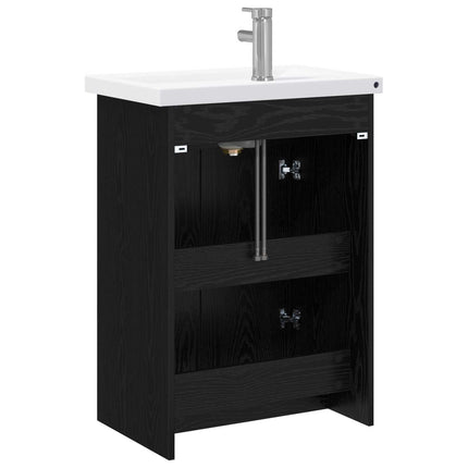 Badrumsmöbelset Svart ek 61 x 40 x 84,5 cm Konstruerat trä