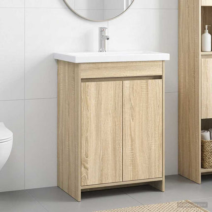 Badrumsmöbelset Sonoma-ek 61 x 40 x 84,5 cm Konstruerat trä