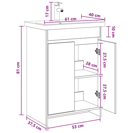 Badrumsmöbelset Sonoma-ek 61 x 40 x 84,5 cm Konstruerat trä